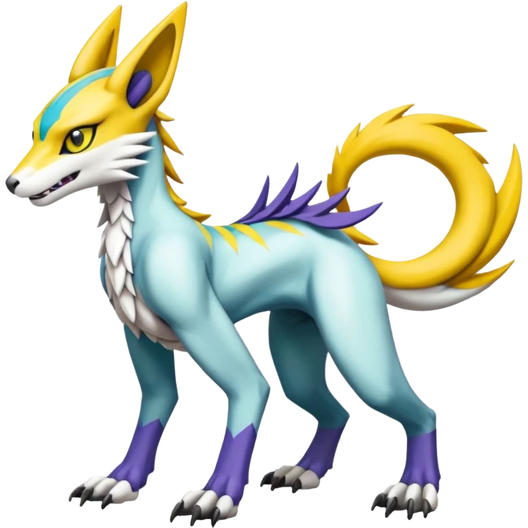 Colorful Meloetta-Renamon-Wargreymon-Sergal-Pokémon-Digimon-Fakémon-fusion-hybrid-creature emoji