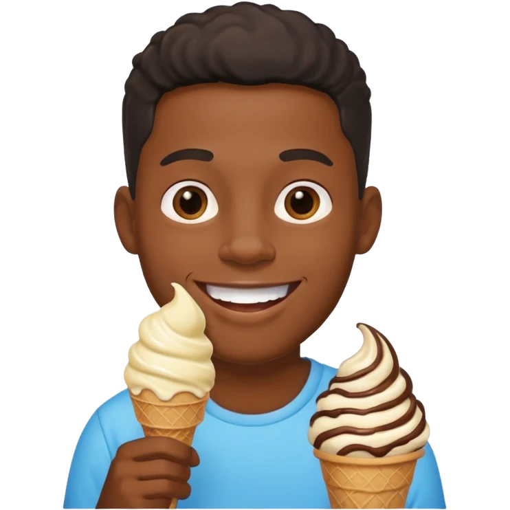 black man eats ice cream  emoji