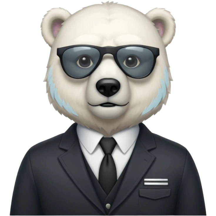 Make a humanoid polar bear with a secret agent outfit and dark black glasses emoji