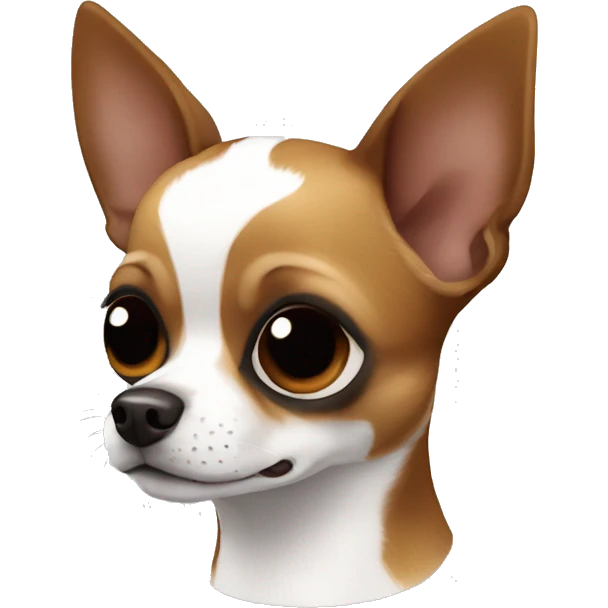 chihuahua dog tricolor coat of black, white and brown, with brown markings over the eyes and a white patch that extends from the forehead to the muzzle emoji