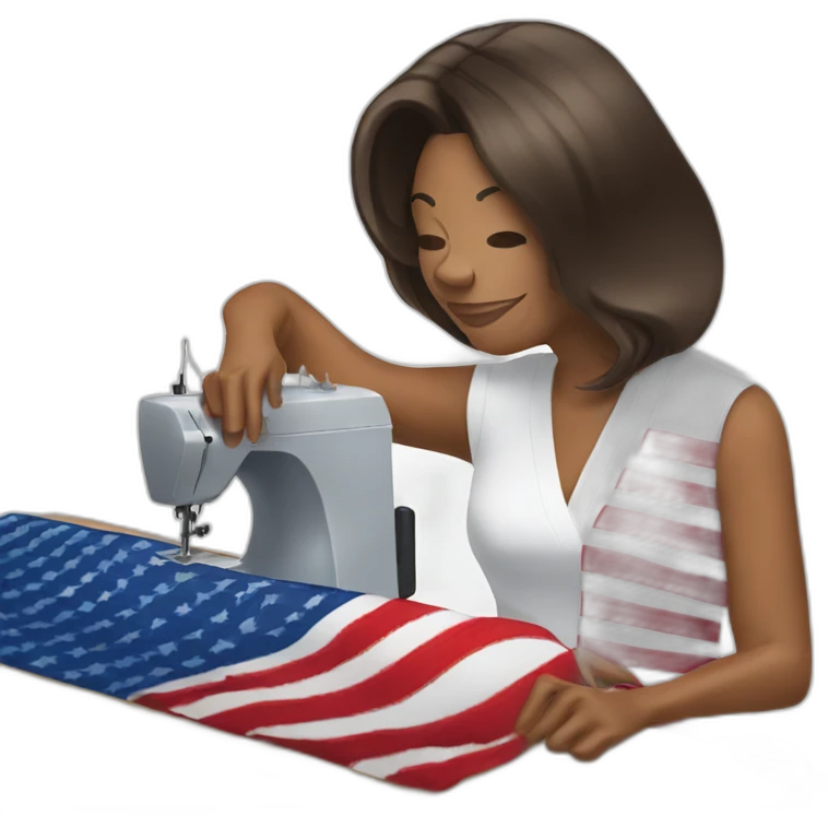 Michelle Obama sewing an American flag  emoji
