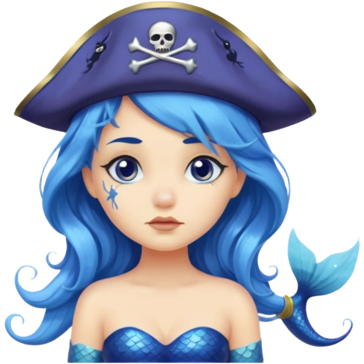 a sad mermaid wearing pirate hat  emoji