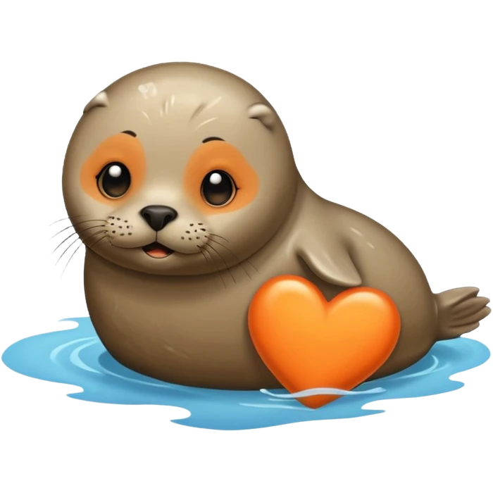 a seal in love with orange heart emoji