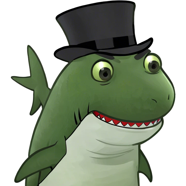 Shark with a top hat emoji