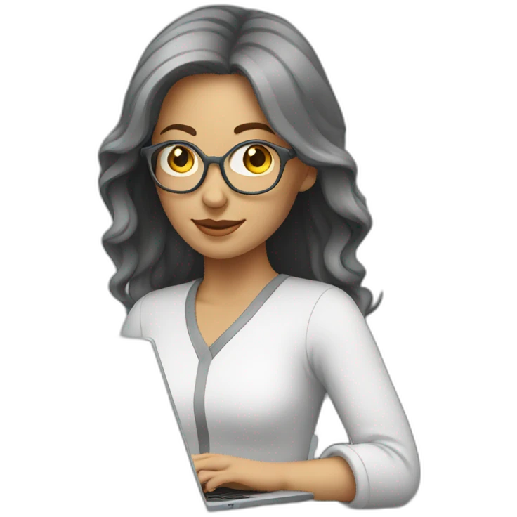 a white woman with laptop grey emoji