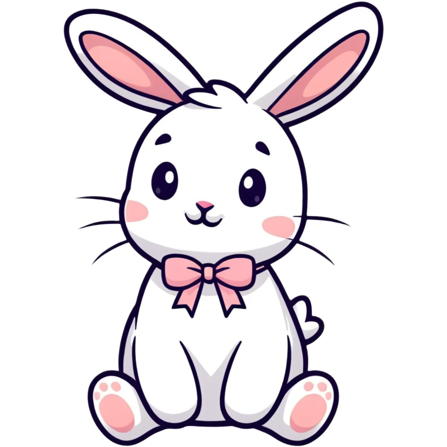 adorable bunny rabbit with pretty bow, playful emoji