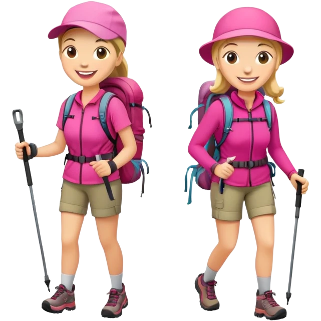Hikers in pink emoji