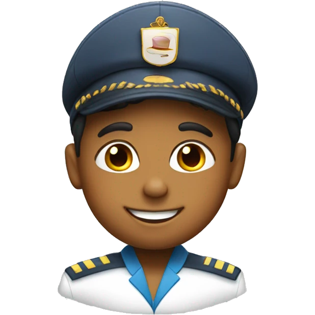 smiling boy with flight attendant hat emoji