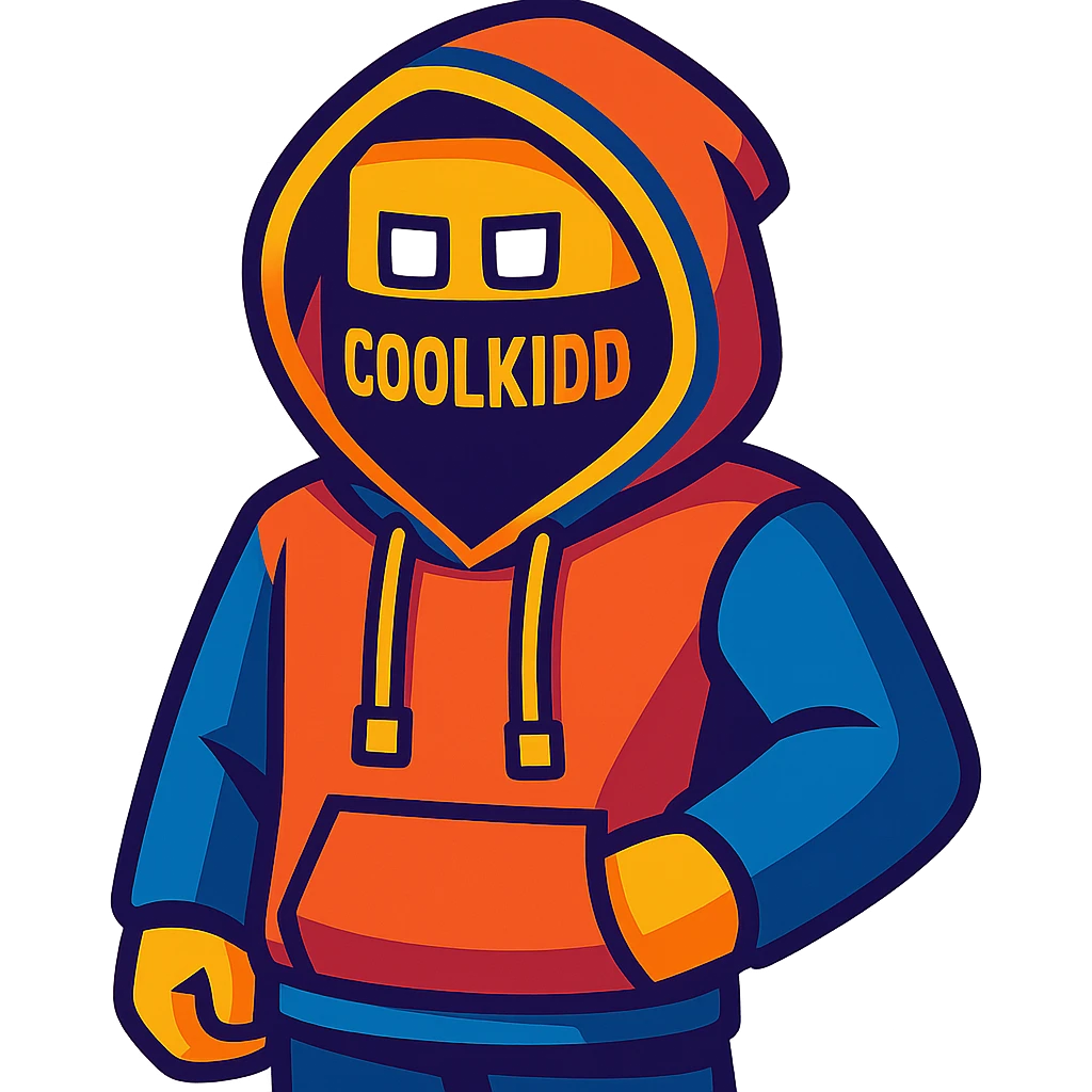C00lkidd, Roblox hacker, wearing a hoodie and mask, vibrant toon style emoji