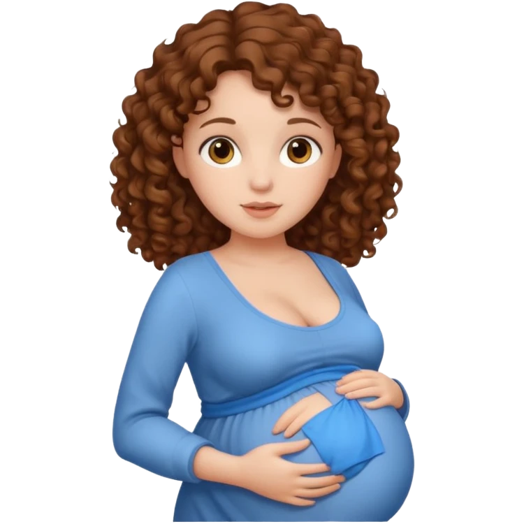 Girl with brown curly hair pregnant  emoji