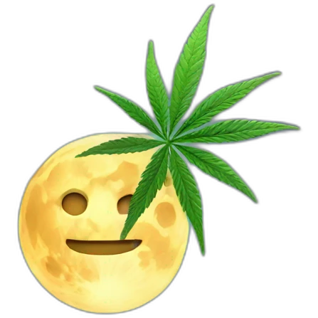 Moon holds cannabis emoji