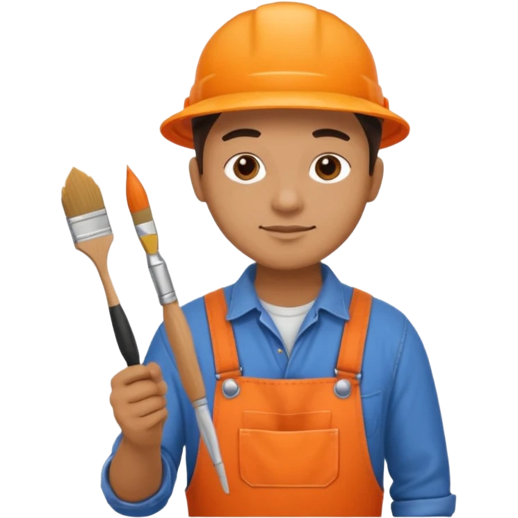 painter in orange overalls emoji