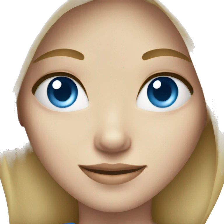 White female with blue eyes and blond hair with a heart  emoji
