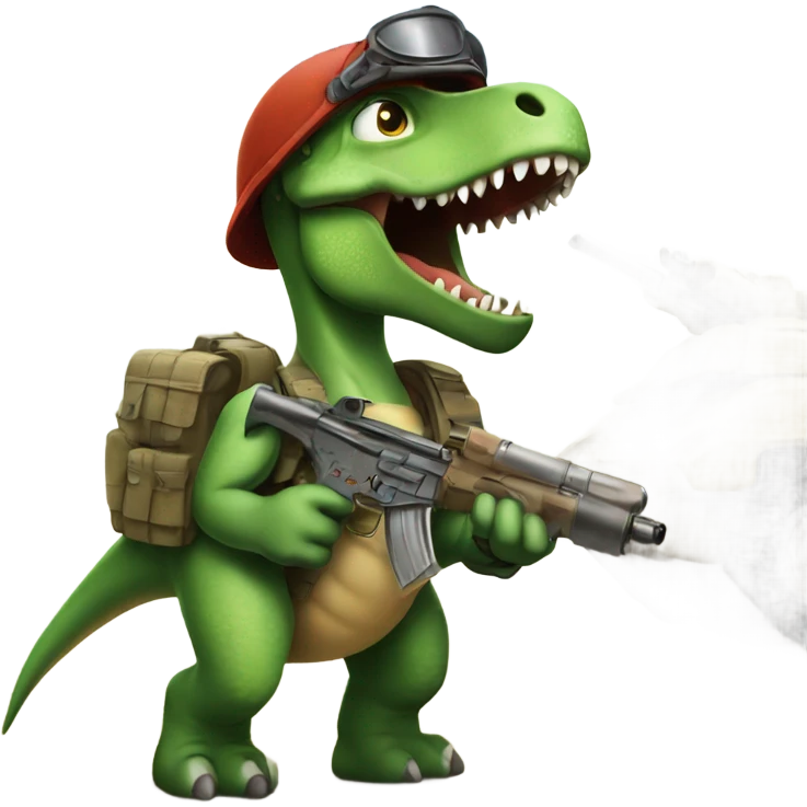 A dinosaur going to war emoji