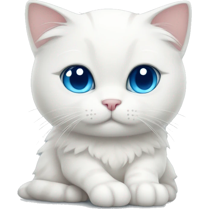 Scotish fold white cat with blue eyes hugs emoji
