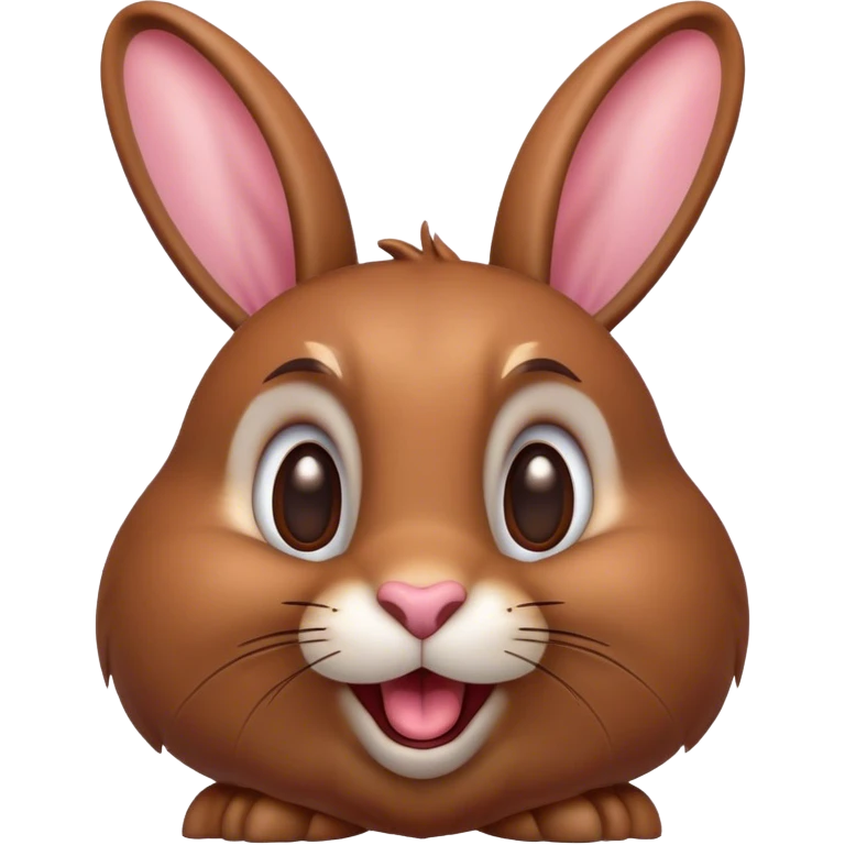 Cinematic Comical Brown Rabbit Portrait Emoji, Head tilted dramatically with an exaggeratedly amused expression, featuring a striking brown fur with lively, twitching ears and wide, expressive brown eyes filled with playful disbelief, Simplified yet hilariously expressive features, highly detailed, glowing with a slightly sassy glow, high shine, dramatic yet playful, stylized with an air of cheeky mischief, bright and endearing, soft glowing outline, capturing the essence of a spirited and over-the-top bunny, so meme-worthy it feels like it could side-eye its way into internet fame instantly! emoji
