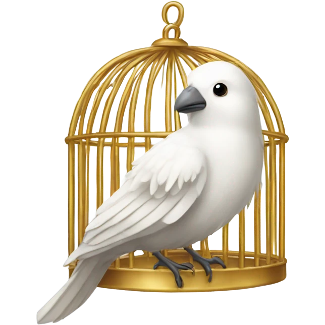 White bird in a golden cage emoji