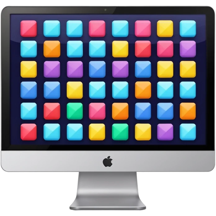 A monitor screen, showing some colorful layouts like scquares, rectangles, etc. emoji