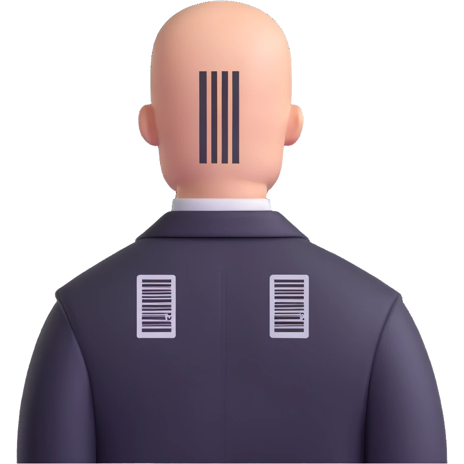 hitman agent with bald head and barcode emoji