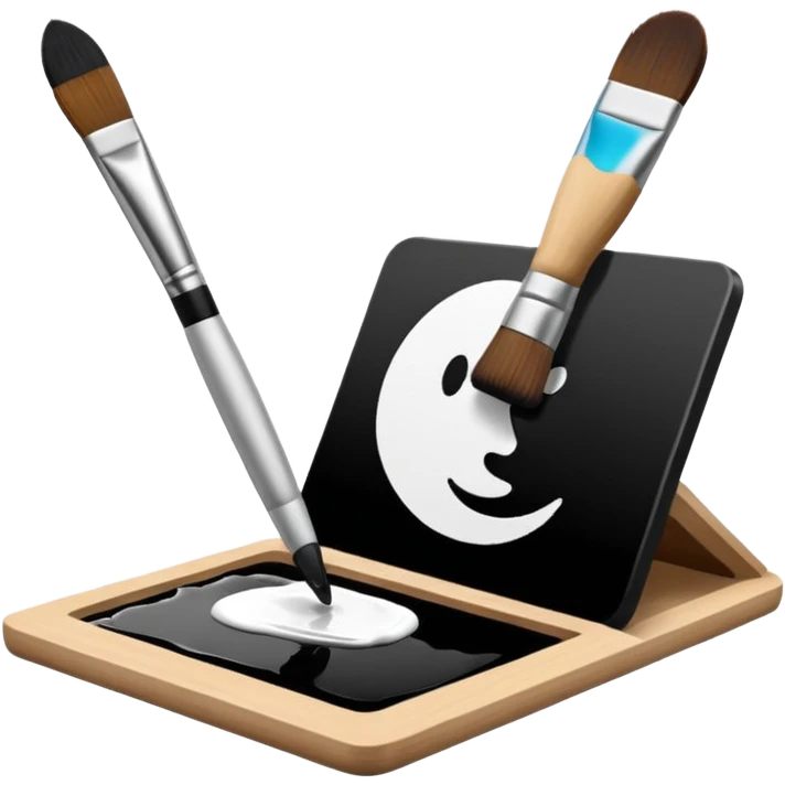Visualize on-brand content — instantly. black white pallete preferred. brush painting on a canvas. app icon. modern, sleek, minimalistic. ai generated. emoji