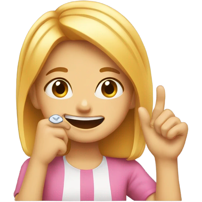 Girl grinning and biting finger emoji