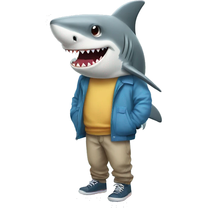 Shark with baggy clothes emoji