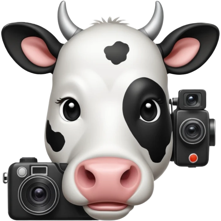 cartoon cow's head with camera  emoji