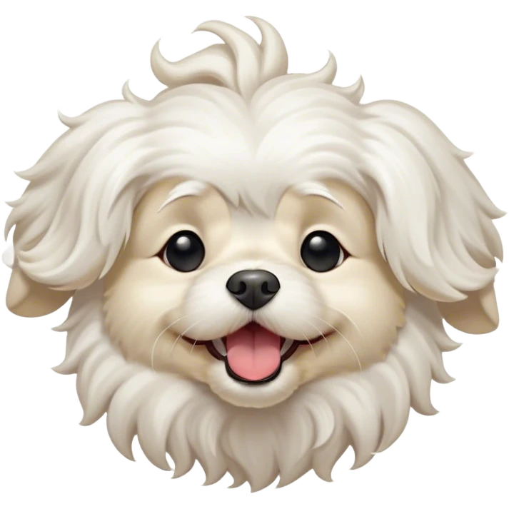 Cinematic Cute Yawning Wavy-Haired Maltese dog Portrait Emoji, Head tilted slightly with a dramatic, wide-open yawn, showcasing a lustrous, wavy-haired white coat with gentle highlights, floppy ears slightly drooping, round dark eyes barely open in drowsy contentment, Simplified yet irresistibly adorable features, highly detailed, glowing with a soft, cozy glow, high shine, relaxed yet expressive, stylized with a touch of whimsy, bright and endearing, soft glowing outline, capturing the essence of a sleepy yet affectionate companion, so drowsy it feels like it could stretch right out of the screen and curl up for a nap! emoji