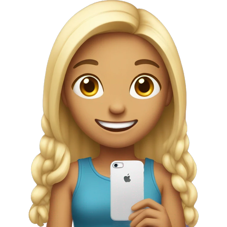 happy girl with iphone emoji