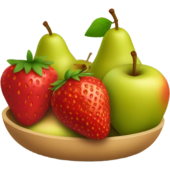 fruity elements represented by fresh strawberries, pears, and apples. emoji