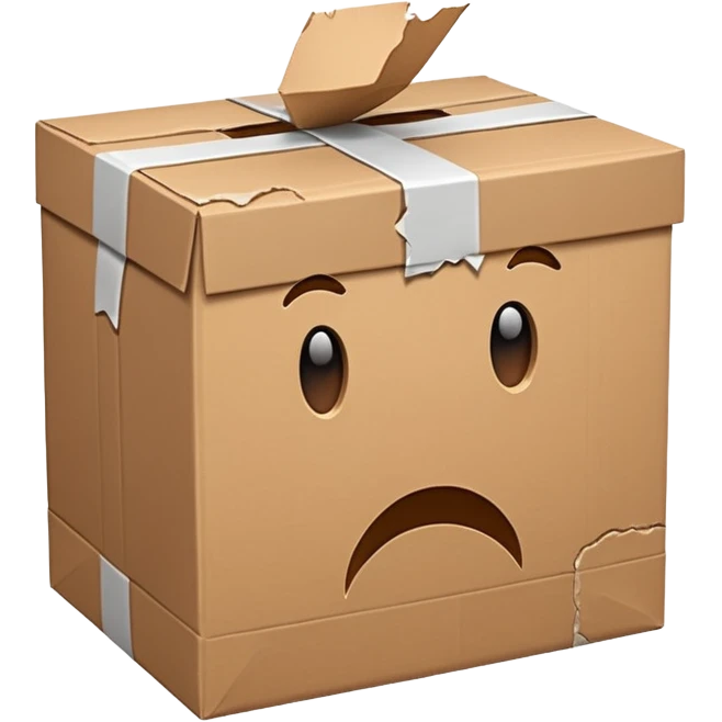 Generate a realistic emoji-style of a package being damaged emoji
