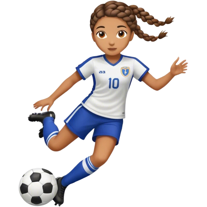 Mixed girl with braid playing soccer emoji