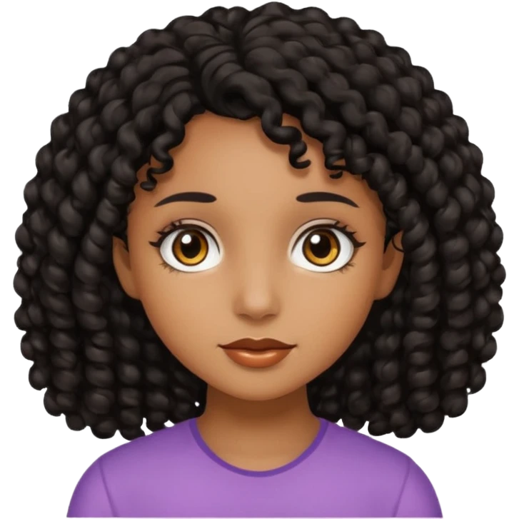 Girl with brown skin black curly hair emoji