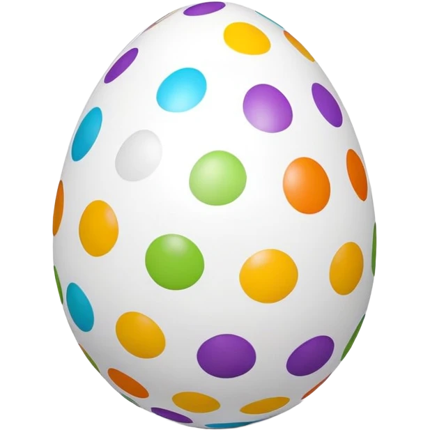 3D emoji of an Easter egg with a smooth surface, featuring colorful polka dots in various sizes, and a glossy finish in emoji style. emoji