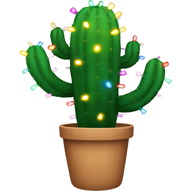 Cactus with Christmas lights emoji
