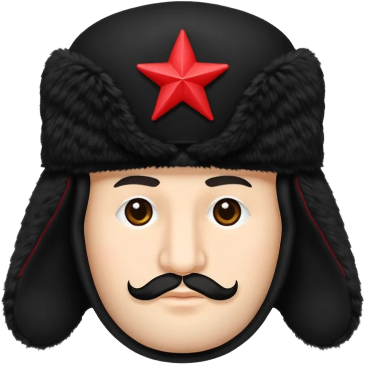 A blank Black ushanka with a red star on it emoji