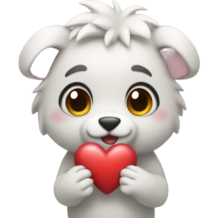 Cute animal holding a heart emoji