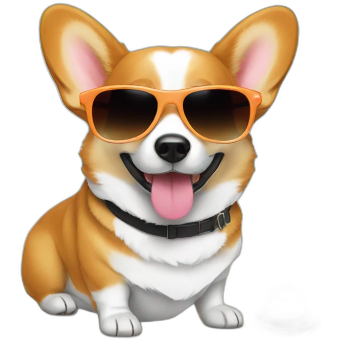 corgi on vacation with sunglasses emoji