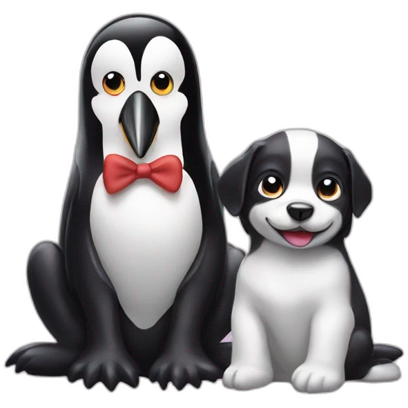 Pinguin on a dog emoji