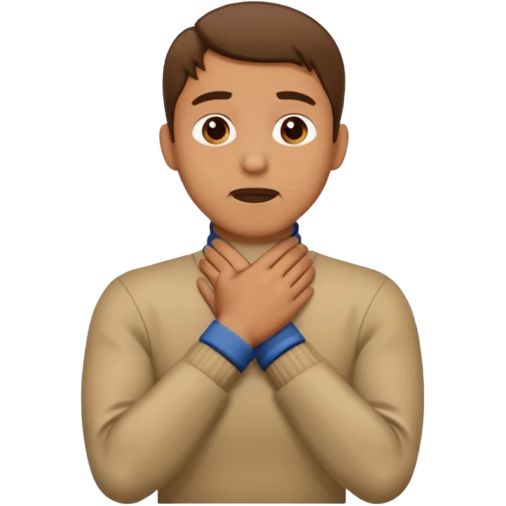 Man with hands gripped around NECK crossed like he is choking emoji
