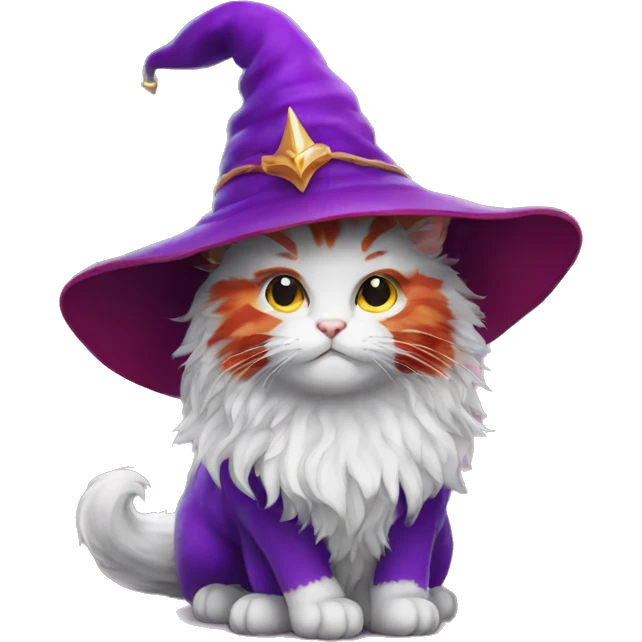 Fluffy red cat wizard emoji