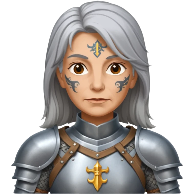 Elderly Tattooed Knights female, with long hair emoji