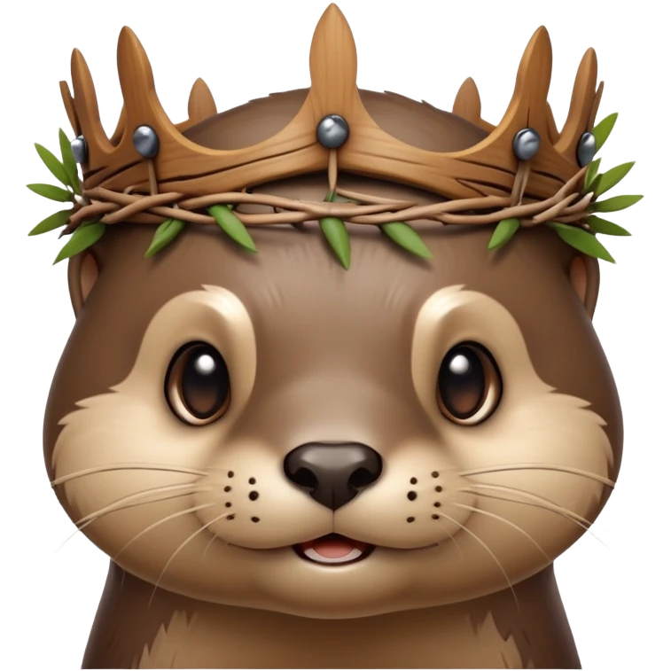 cute confused otter face with wood asymmetric Crown of thorns emoji