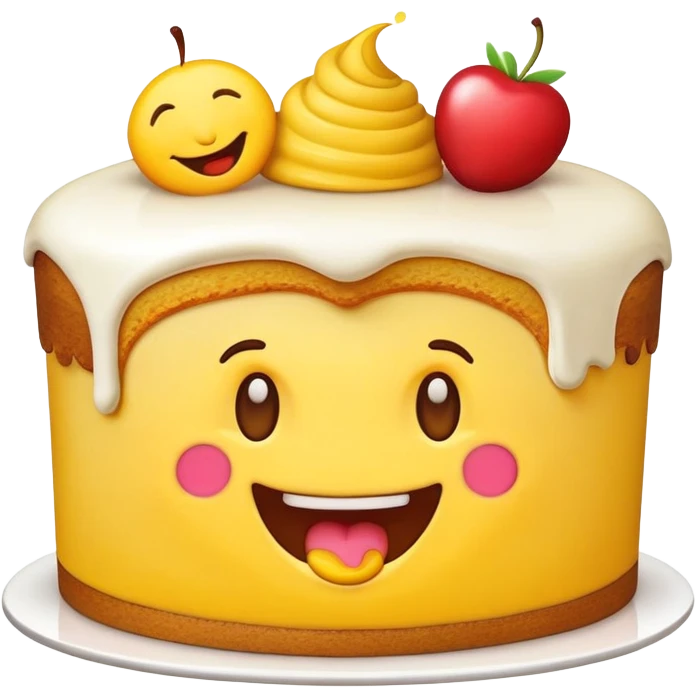 Emoji eating cake emoji