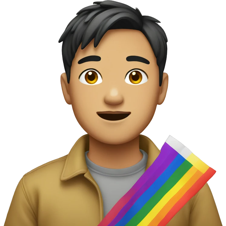 Pride flag Asian boy emoji