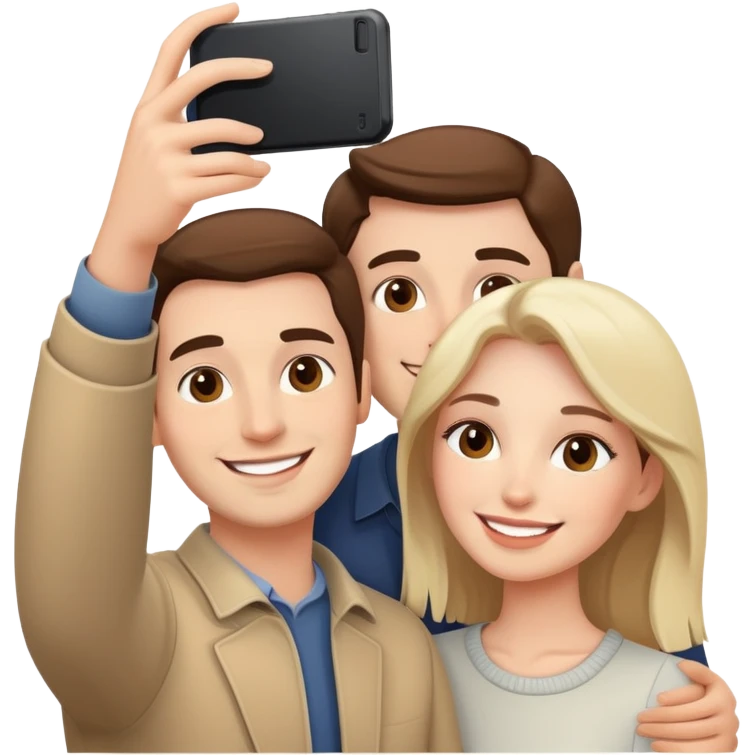 smiling couple selfie moment emoji