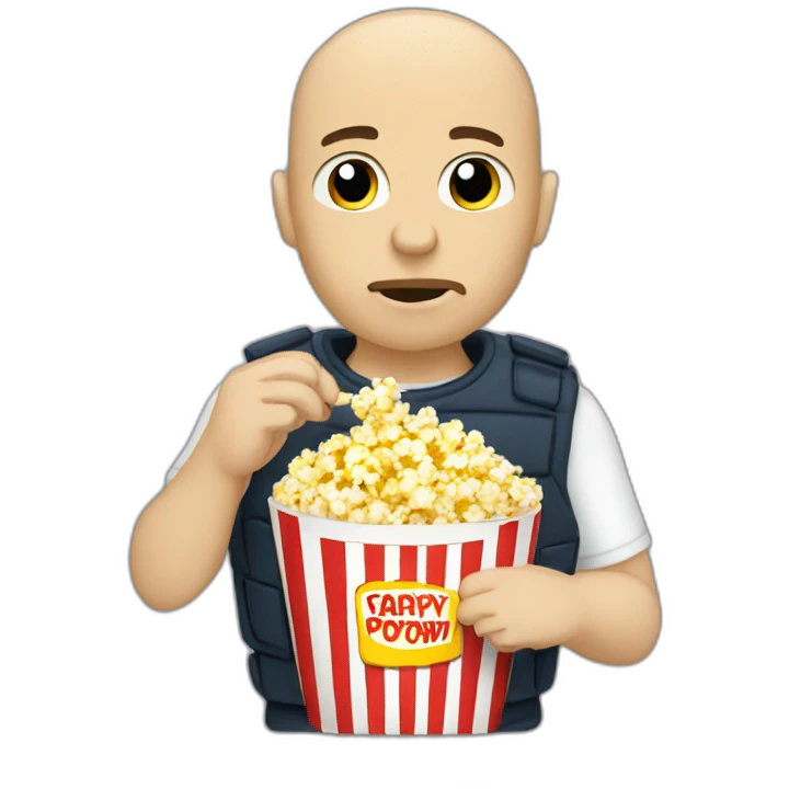 Skinhead eating popcorn emoji