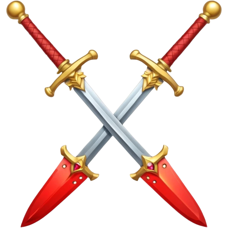 Golden fiery royal two crossed swrods with red gem and golden blade and golden handle emoji