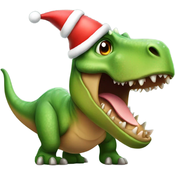 dinosaur with christmas hat emoji