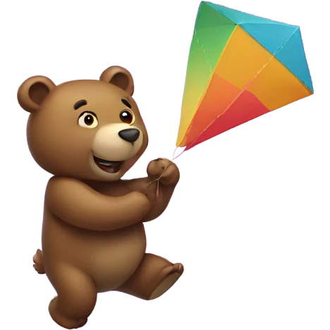 Bear flying a kite emoji